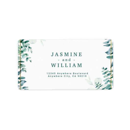 Greenery Eucalyptus Frameborder Adressaufkleber (Vorne)