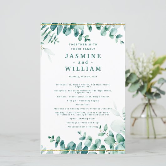 Greenery Eucalyptus Frameborder Wedding (Stehend Vorderseite)