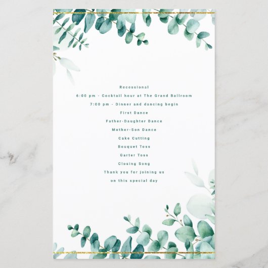 Greenery Eucalyptus Frameborder Wedding (Rückseite)