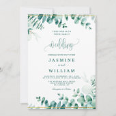 Greenery Eucalyptus Frameborder Wedding Einladung (Vorderseite)