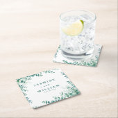 Greenery Eucalyptus Frameborder Wedding Rechteckiger Pappuntersetzer (Vor Ort)