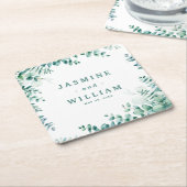 Greenery Eucalyptus Frameborder Wedding Rechteckiger Pappuntersetzer (angewinkelt)