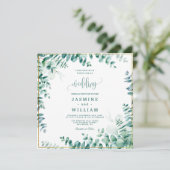 Greenery Eucalyptus Frameborder Wedding Save The Date (Stehend Vorderseite)