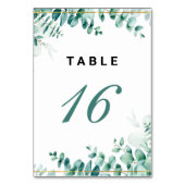 Greenery Eucalyptus Frameborder Wedding Tischnummer (Vorderseite)