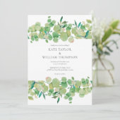 Greenery Eucalyptus Garland Wedding Einladung (Stehend Vorderseite)