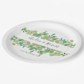 Greenery Eucalyptus Garland Wedding Pappteller (Schrägansicht)
