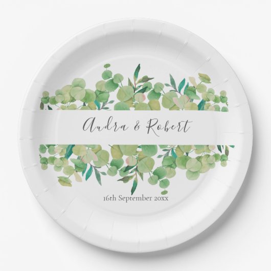Greenery Eucalyptus Garland Wedding Pappteller (Vorderseite)