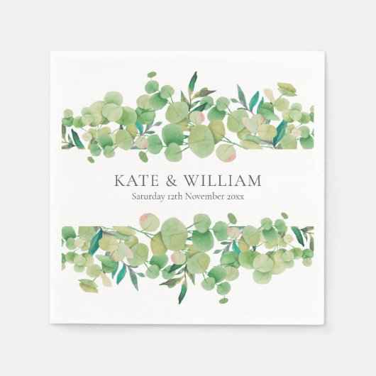 Greenery Eucalyptus Garland Wedding Serviette (Vorderseite)