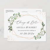 Greenery Eucalyptus Geometric Ändern Sie das Datum Postkarte (Vorne/Hinten)