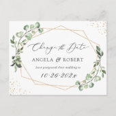 Greenery Eucalyptus Geometric Ändern Sie das Datum Postkarte (Vorderseite)