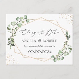 Greenery Eucalyptus Geometric Ändern Sie das Datum Postkarte