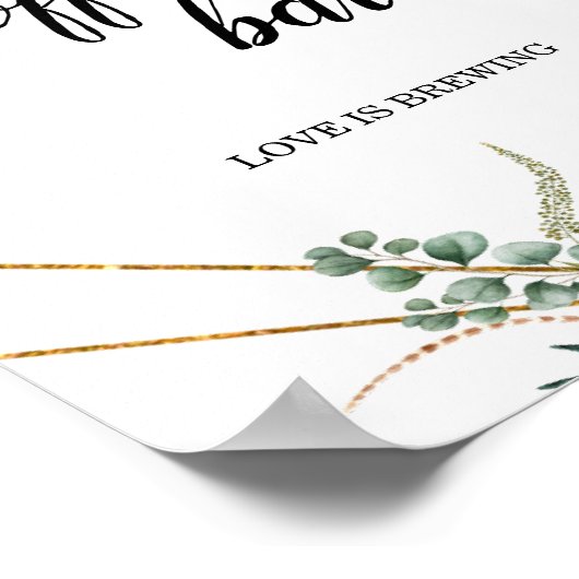 Greenery Eucalyptus Geometric Coffee Bar Sign Poster (Ecke)