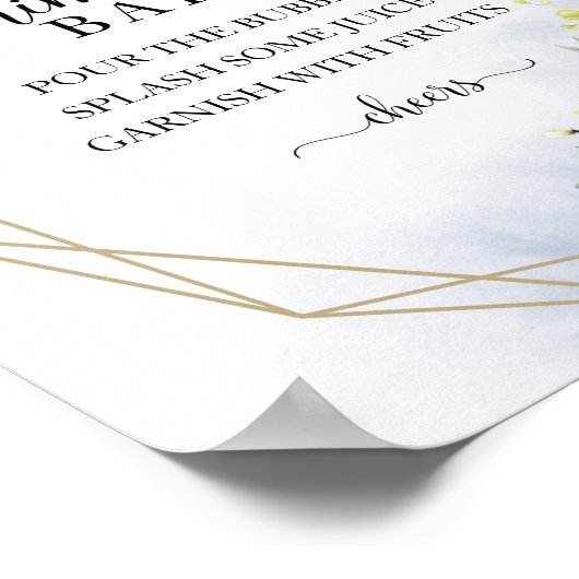 Greenery Eucalyptus Geometric Mimosa Bar Sign Poster (Ecke)