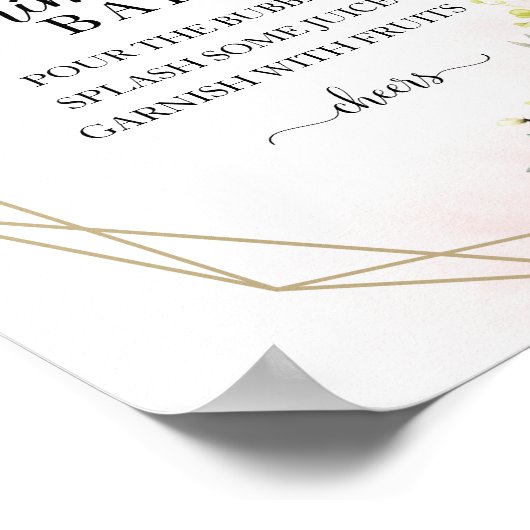 Greenery Eucalyptus Geometric Mimosa Bar Sign Poster (Ecke)