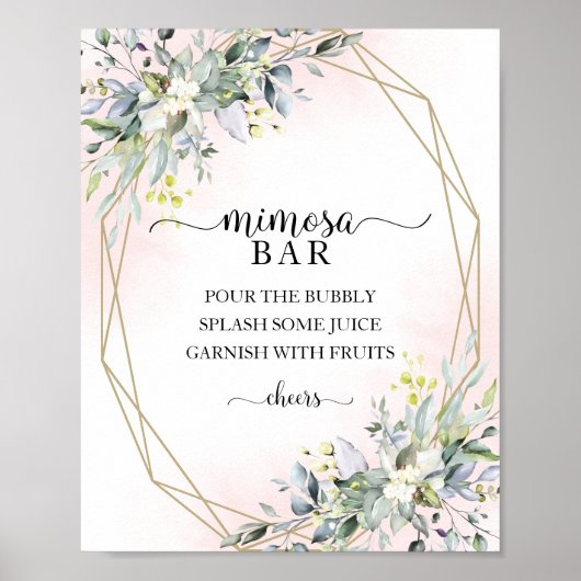 Greenery Eucalyptus Geometric Mimosa Bar Sign Poster (Vorne)