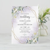 Greenery Eucalyptus Geometric Wedding Einladung (Stehend Vorderseite)