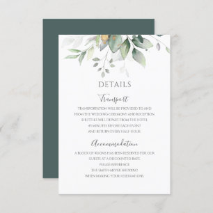 Greenery Eucalyptus Gold Blätter Elegante Hochzeit Begleitkarte