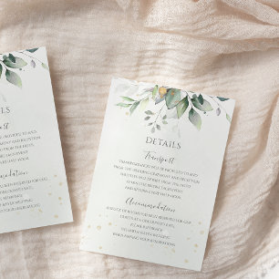Greenery Eucalyptus Gold Blätter Elegante Hochzeit Begleitkarte
