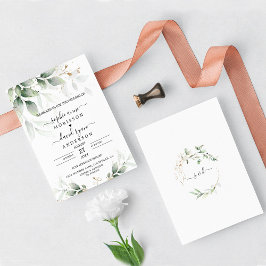 Greenery Eucalyptus Gold Calligraphy Wedding Einladung