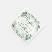 Greenery Eucalyptus Gold Frame Geometric Wedding Serviette (Ecke)