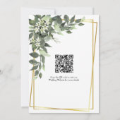 Greenery Eucalyptus Gold Frame QR Code Wedding Save The Date (Rückseite)