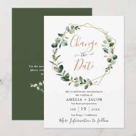 Greenery Eucalyptus Gold Geometric Ändern das Datu Einladung