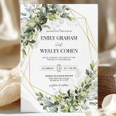 Greenery Eucalyptus Gold Geometric Wedding Einladung