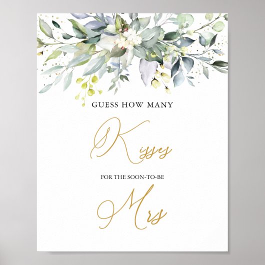 Greenery Eucalyptus Guess Wie viele Kisses Game Po Poster (Vorne)