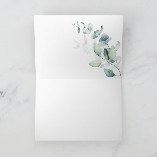 Greenery Eucalyptus Herzkalligrafie Kinderdusche Dankeskarte (Innenseite)