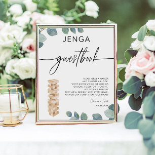 Greenery Eucalyptus Jenga Gästebuch Wedding Sign Sockelschild