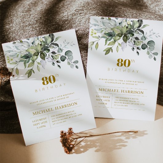 Greenery Eucalyptus Leaf Birthday Einladung