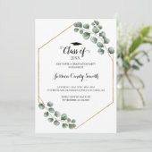 Greenery Eucalyptus Leaf Rahmen Foto Abschluss Einladung (Stehend Vorderseite)