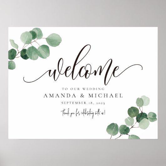 Greenery Eucalyptus Leaf Welcome SIgn Poster (Vorne)