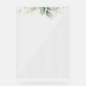Greenery, Eucalyptus Leaves, Baptism Seating Chart Acrylschild (Vorderseite)