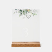 Greenery, Eucalyptus Leaves, Baptism Table Numbers Acrylschild (Vorderseite)