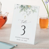 Greenery, Eucalyptus Leaves, Baptism Table Numbers Sockelschild (In Situ)