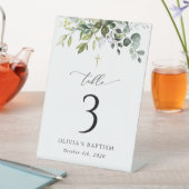 Greenery, Eucalyptus Leaves, Baptism Table Numbers Sockelschild (In Situ)