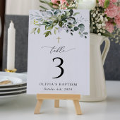 Greenery, Eucalyptus Leaves, Baptism Table Numbers Tischnummer