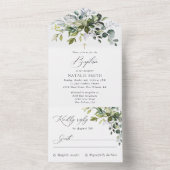 Greenery, Eucalyptus Leaves, Boho, Baptism All In One Einladung (Innen Boden)