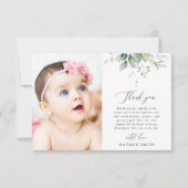 Greenery, Eucalyptus Leaves, Boho, Baptism Dankeskarte (Vorderseite)