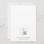 Greenery, Eucalyptus Leaves, Boho, Baptism Einladung (Rückseite)