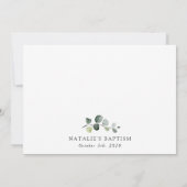Greenery, Eucalyptus Leaves, Boho, Baptism Einladung (Rückseite)