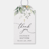 Greenery, Eucalyptus Leaves, Boho, Baptism Geschenkanhänger (Vorderseite)