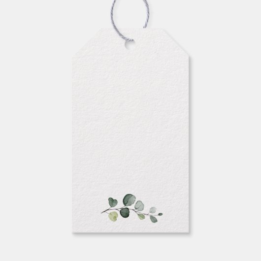 Greenery, Eucalyptus Leaves, Boho, Baptism Geschenkanhänger (Rückseite)