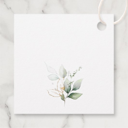 Greenery, Eucalyptus Leaves, Boho, Baptism Geschenkanhänger (Rückseite)