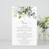 Greenery, Eucalyptus Leaves, Boho, Baptism Menu (Stehend Vorderseite)