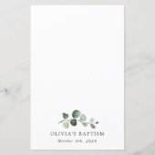 Greenery, Eucalyptus Leaves, Boho, Baptism Menu (Rückseite)