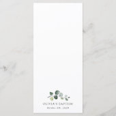 Greenery, Eucalyptus Leaves, Boho, Baptism Menu Menükarte (Rückseite)