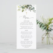 Greenery, Eucalyptus Leaves, Boho, Baptism Menu Menükarte (Stehend Vorderseite)