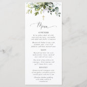 Greenery, Eucalyptus Leaves, Boho, Baptism Menu Menükarte (Vorderseite)